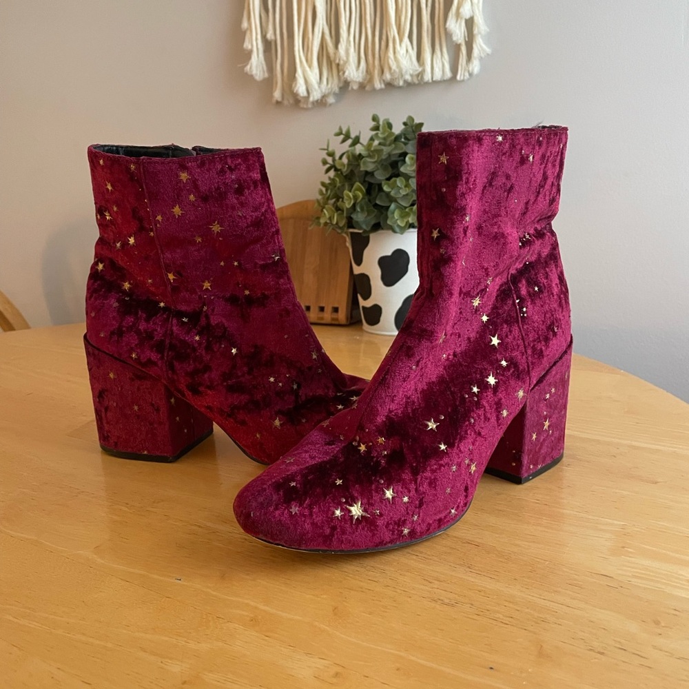 Urban Outfitters Maroon Celestial Boots